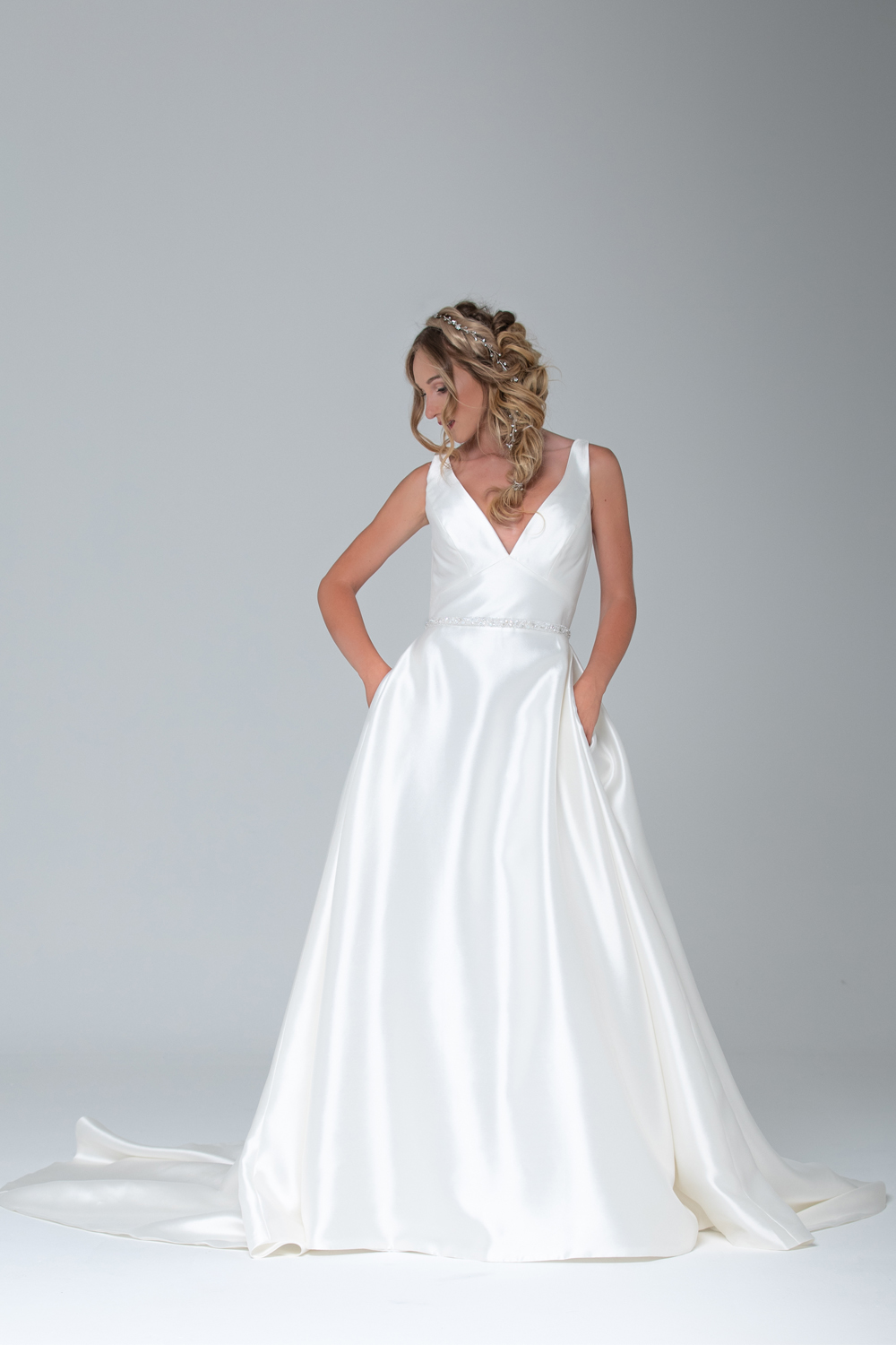 white diamante wedding dress