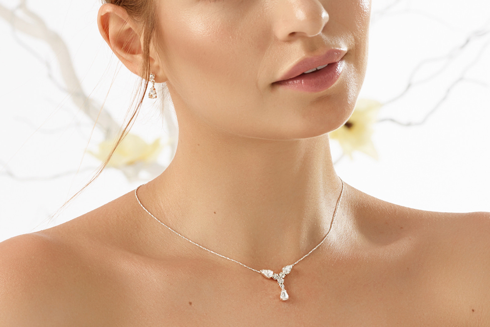 Parure Di Gioielli Crystalline Azuria - Collana E Orecchini In Zirconia, Placcati Oro, Per Donne - Foto 4