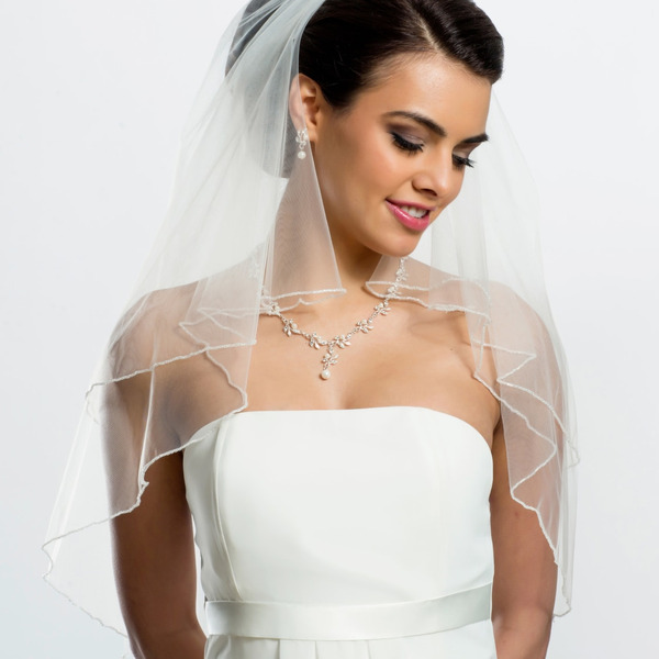 Velo bordato con perle in vetro 80/60cm