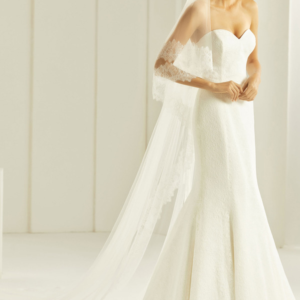 Velo con bordo in pizzo, cm.300/80