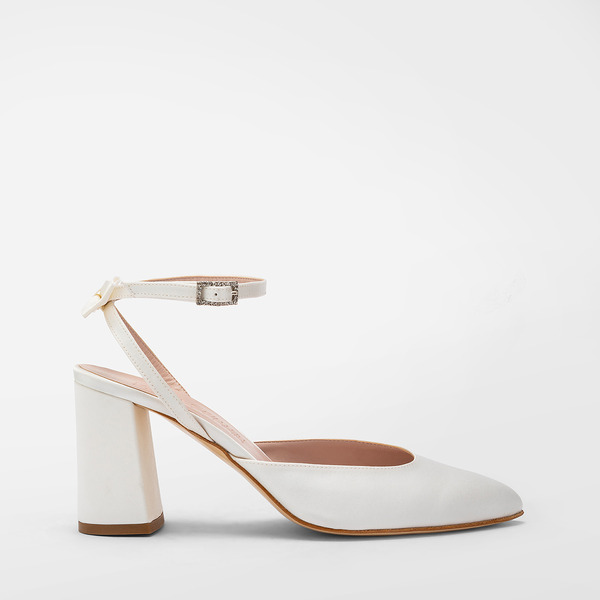 Slingback raso bianco  tacco 8