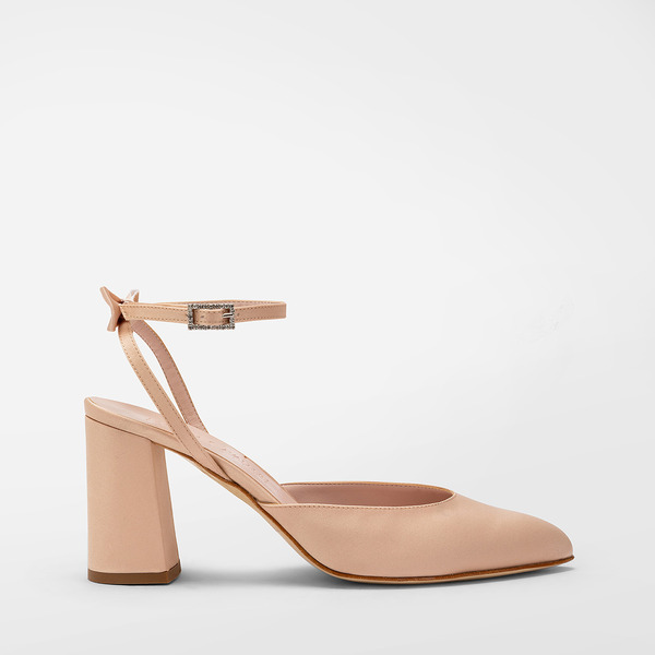 Slingback raso nude con fiocco  tacco 8