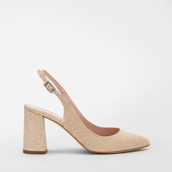 Slingback glitter tacco grosso 8 cm