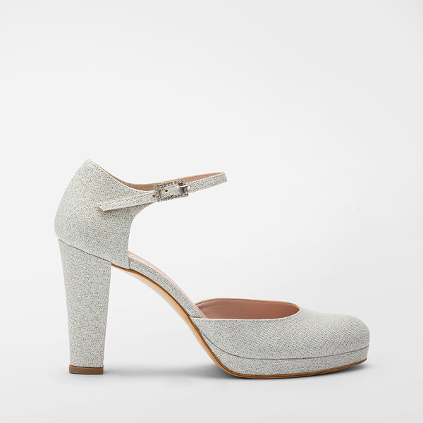 Scarpa sposa glitter tacco grosso 8,5
