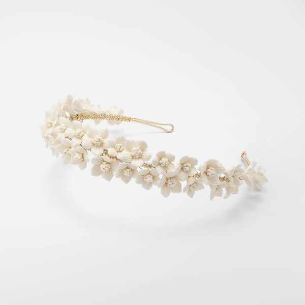 Tiara con fiori in ceramica
