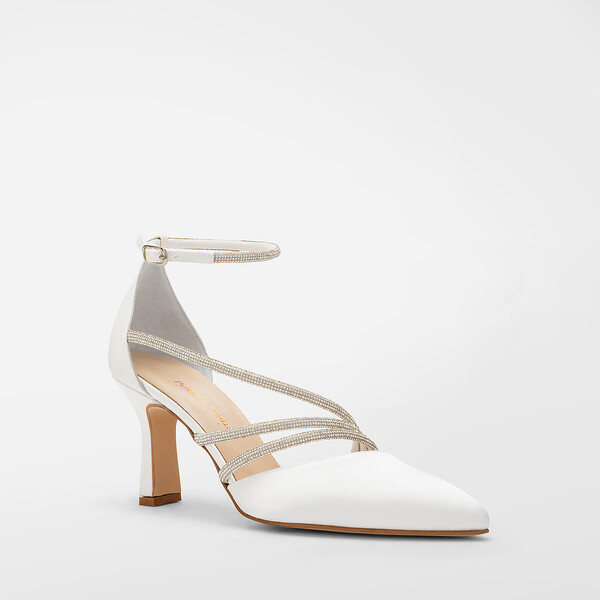 Scarpa sposa raso e cristalli tacco 7