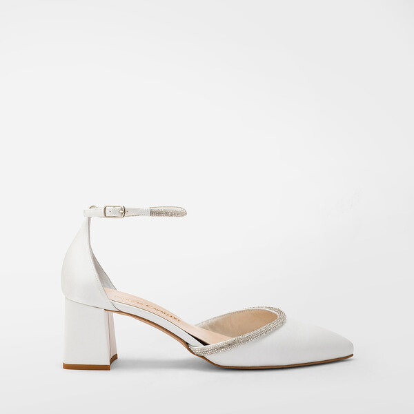 Scarpa sposa raso e cristalli tacco 5