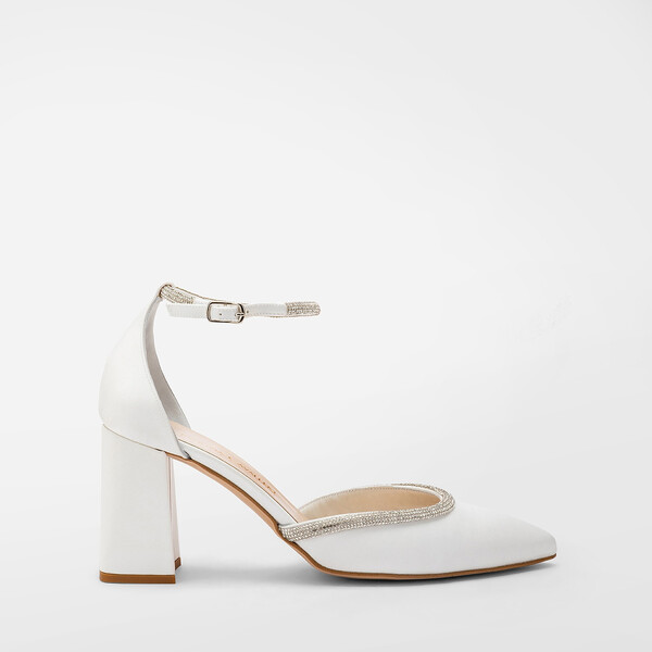 Scarpa sposa raso e cristalli tacco 7 