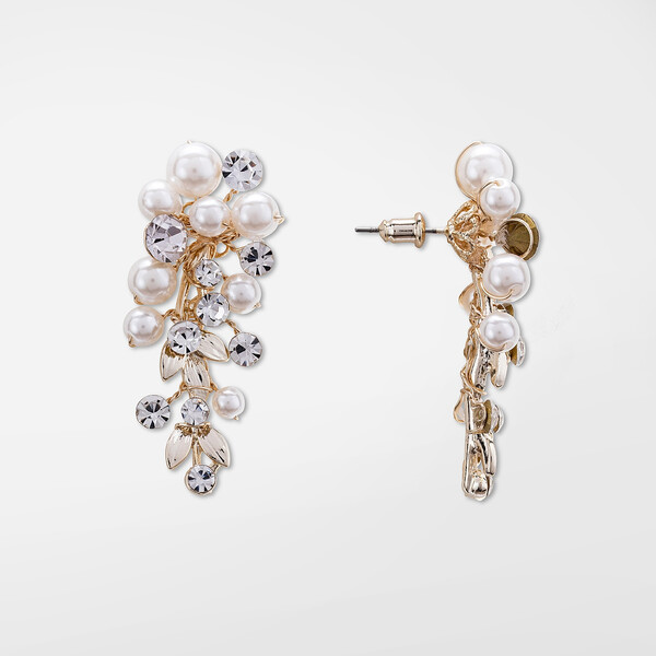 Orecchini pendenti con perle e cristalli