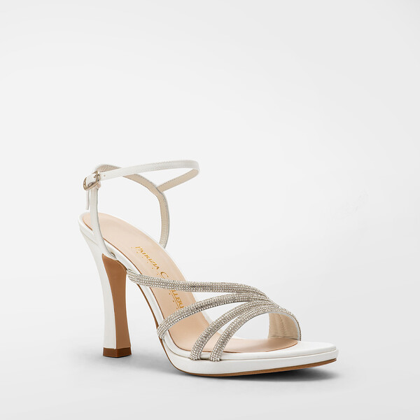 Sandalo sposa raso e cristalli tacco 10