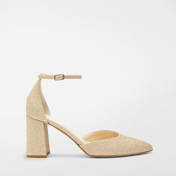 Scarpa sposa glitter oro tacco 8