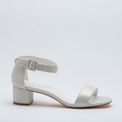 Sandalo sposa tacco 4cm. - Sandalo sposa | bianco metallizzato | tacco cm 4  | Scarpe