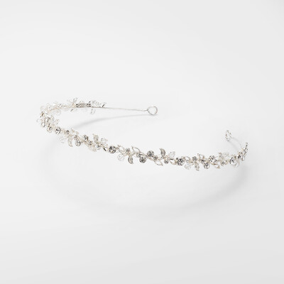 Headband with crystals and small leaves