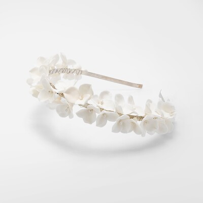 Headband with white porcelain flowers